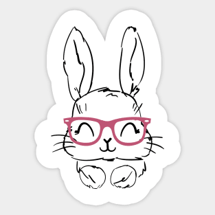 Bunny Easter Pink Glasses, Cute Easter Day Sticker